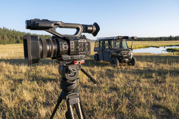 HC-X2 camcorder in foreground