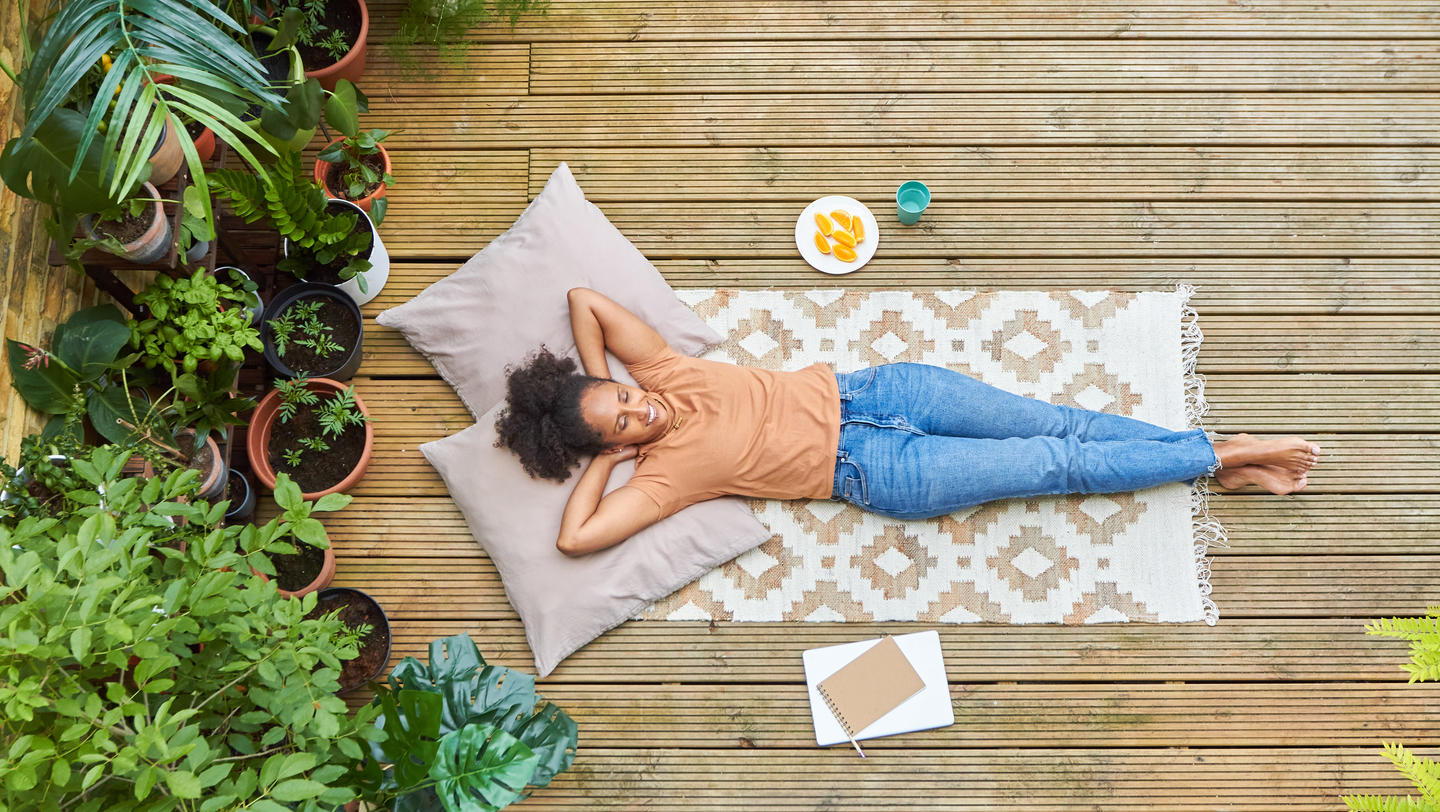 Portrait of woman relaxing in the garden