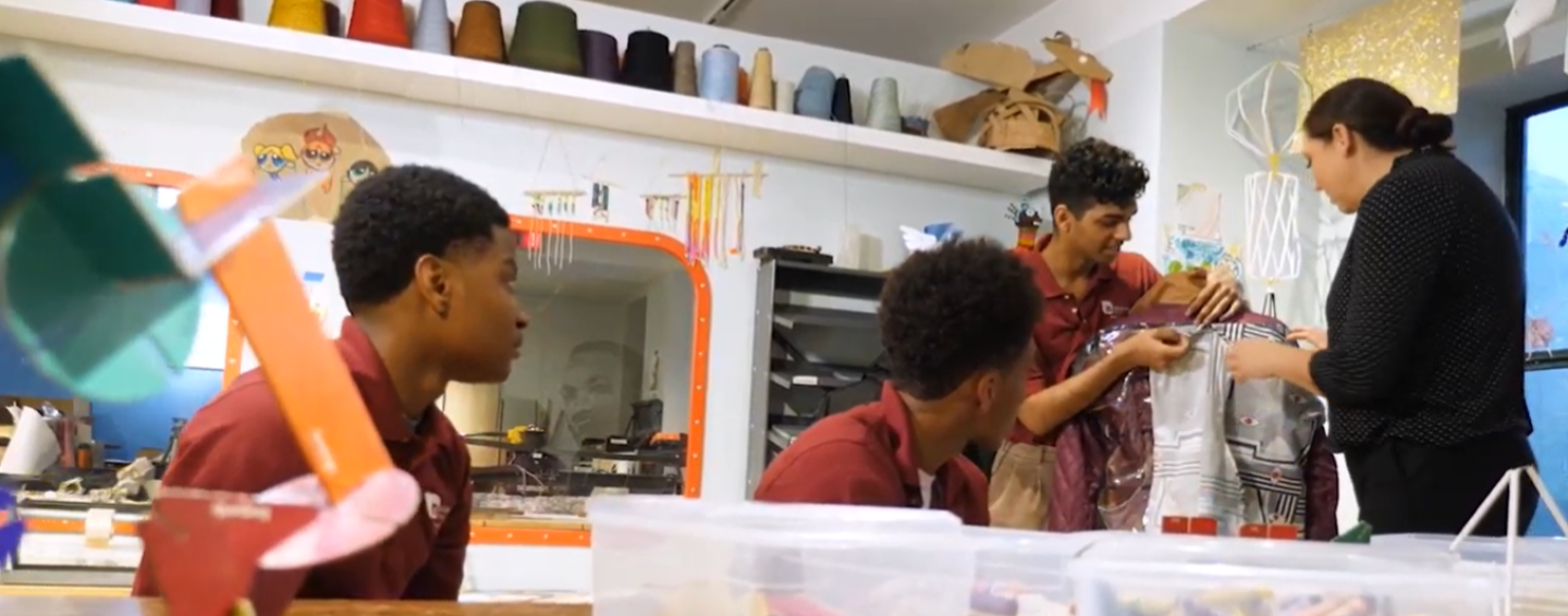 students in Newark work on a science project